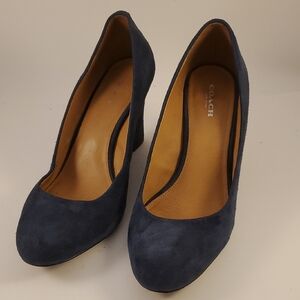 Coach Women's Blue Suede Pumps Size 8 1/2 Style Rileigh